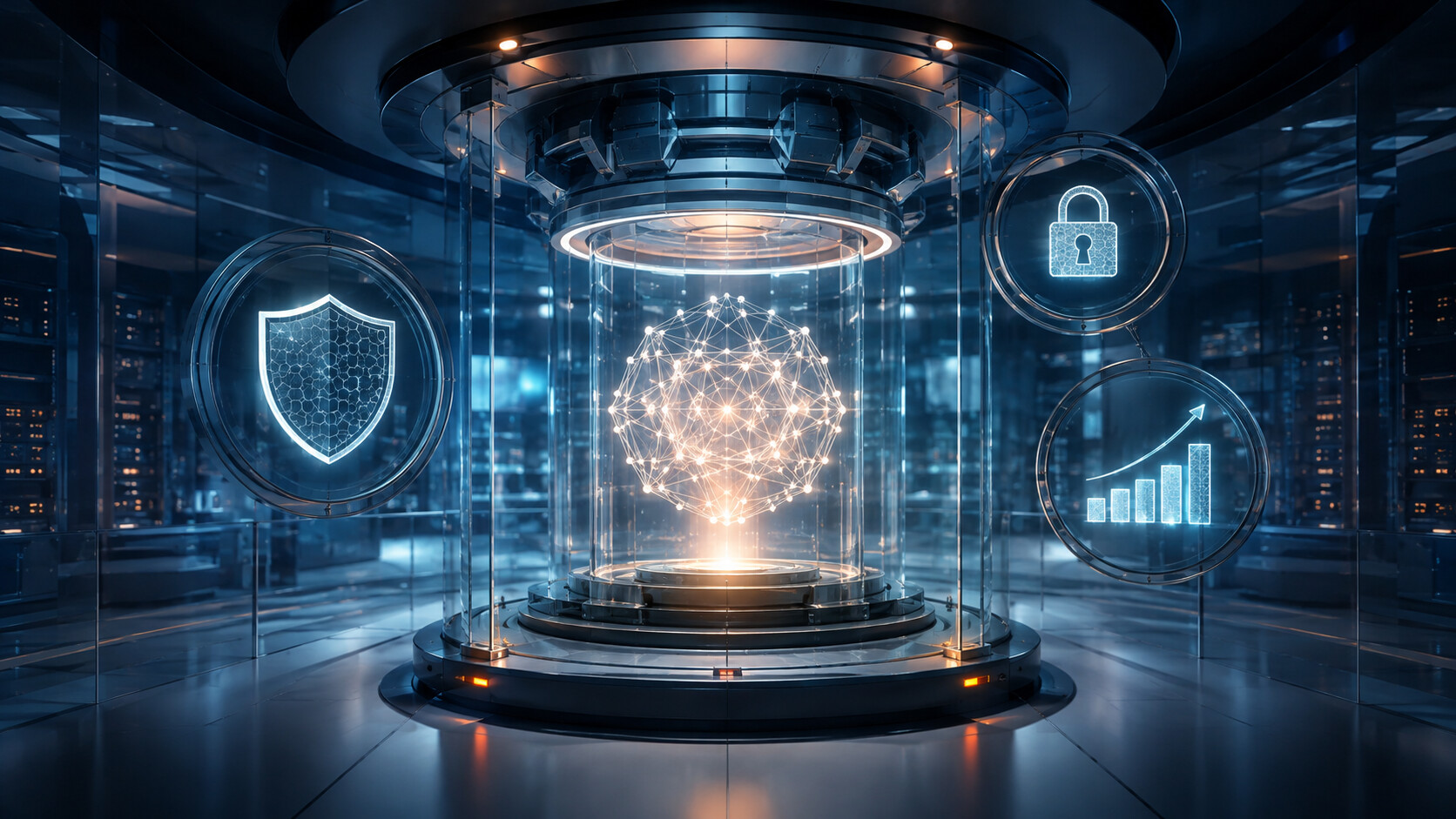 Nucleo di intelligenza artificiale protetto in un laboratorio trasparente