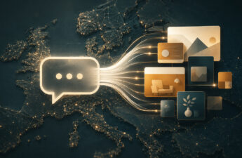 Illustrazione editoriale dell'arrivo della pubblicità conversazionale in Europa