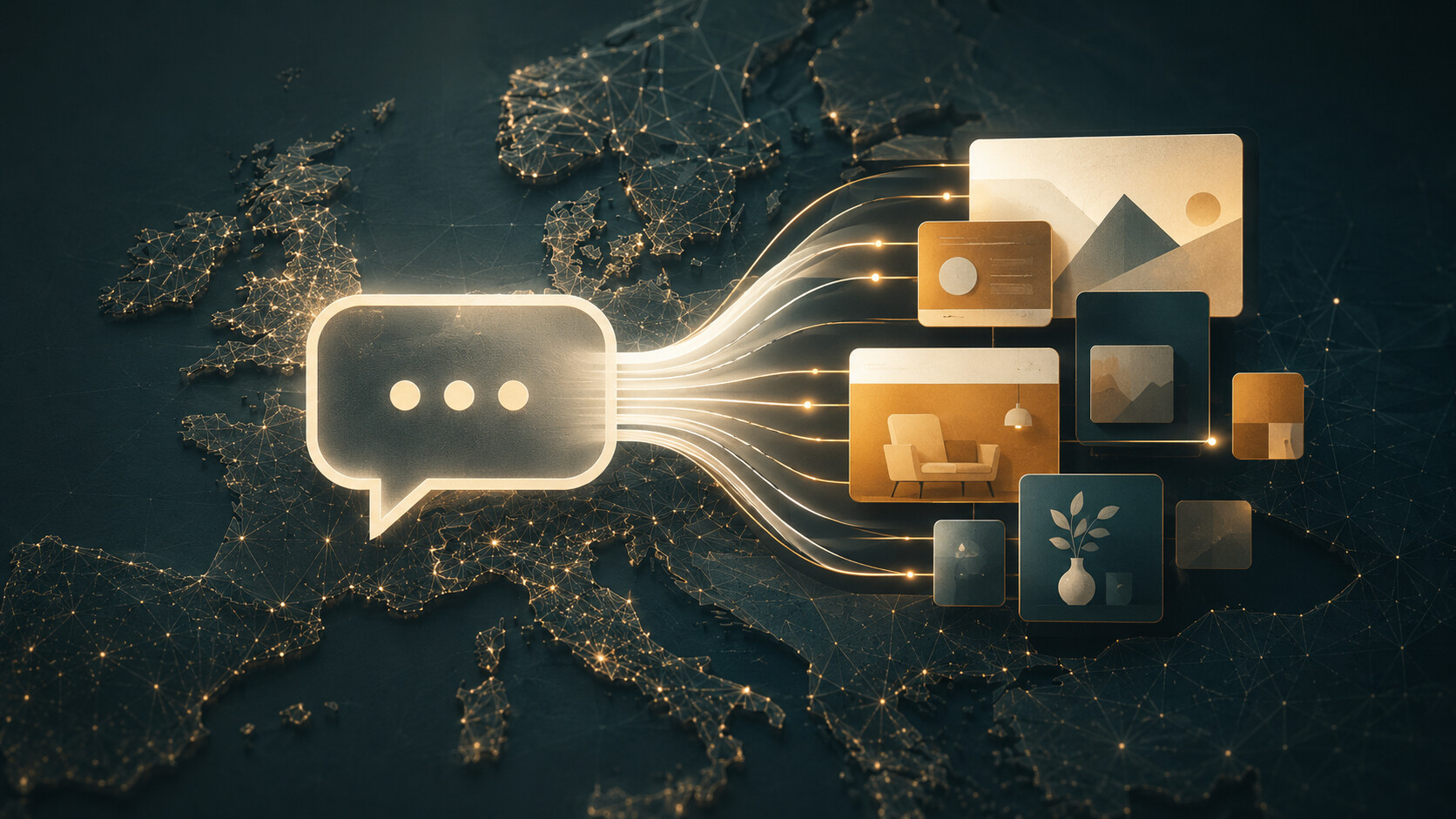 Illustrazione editoriale dell'arrivo della pubblicità conversazionale in Europa