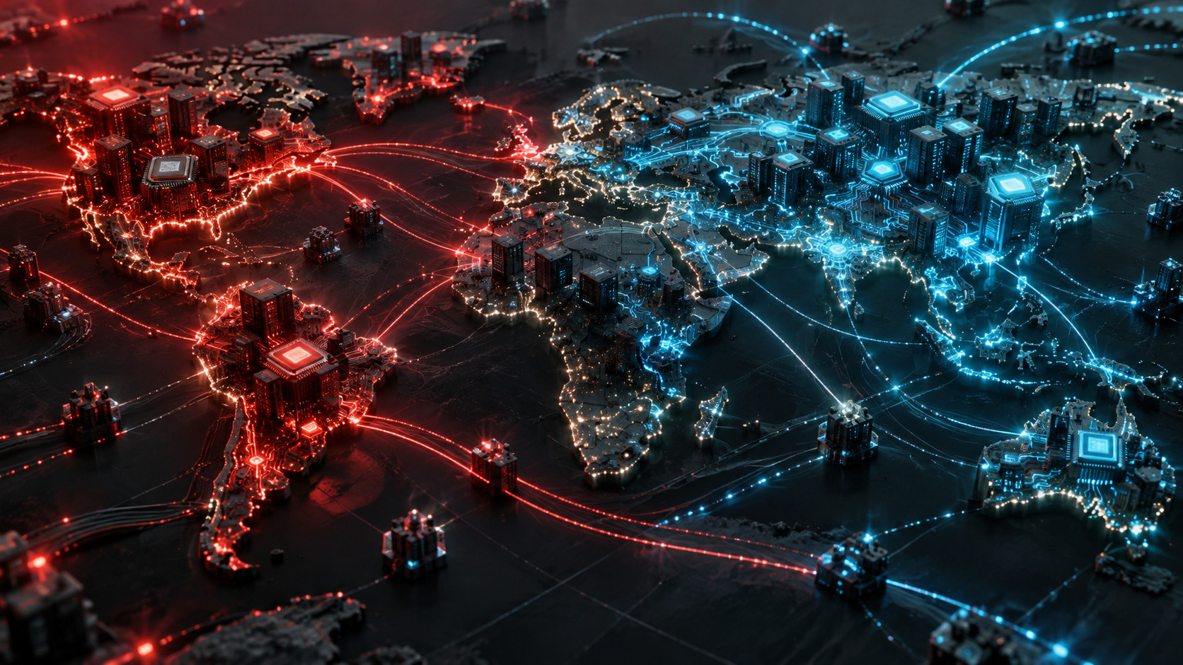 Mappa astratta della competizione globale per chip e potenza di calcolo AI