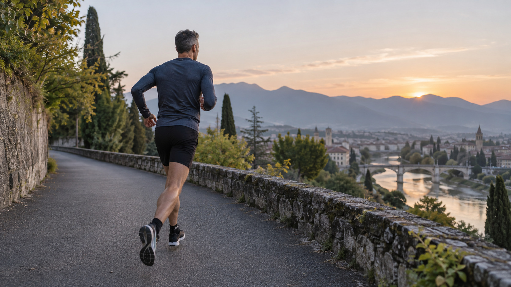 Tommi durante una corsa aerobica controllata all’alba