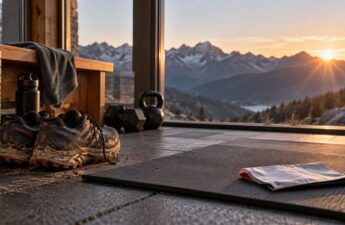 Scarpe da trail e attrezzatura leggera in palestra, immagine illustrativa del recupero dopo UTLM