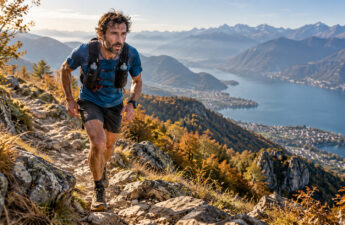 Tommi affronta un lungo trail sulle montagne sopra il Lago Maggiore