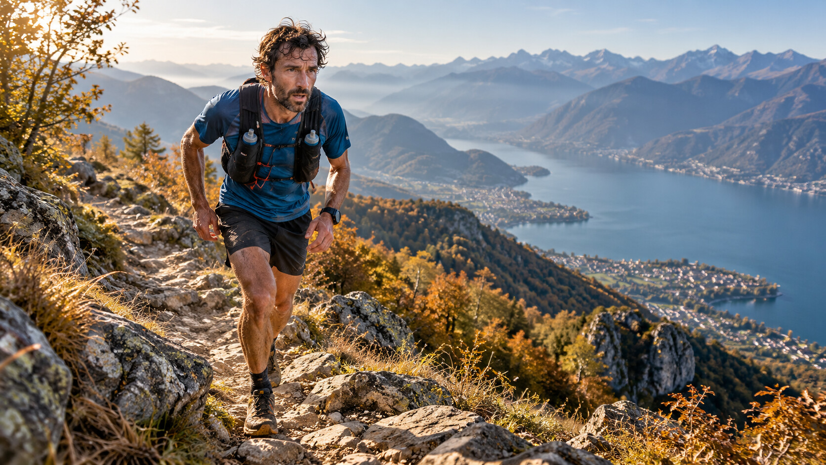 Tommi affronta un lungo trail sulle montagne sopra il Lago Maggiore