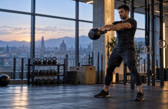 Illustrazione di un atleta durante una seduta funzionale all’alba