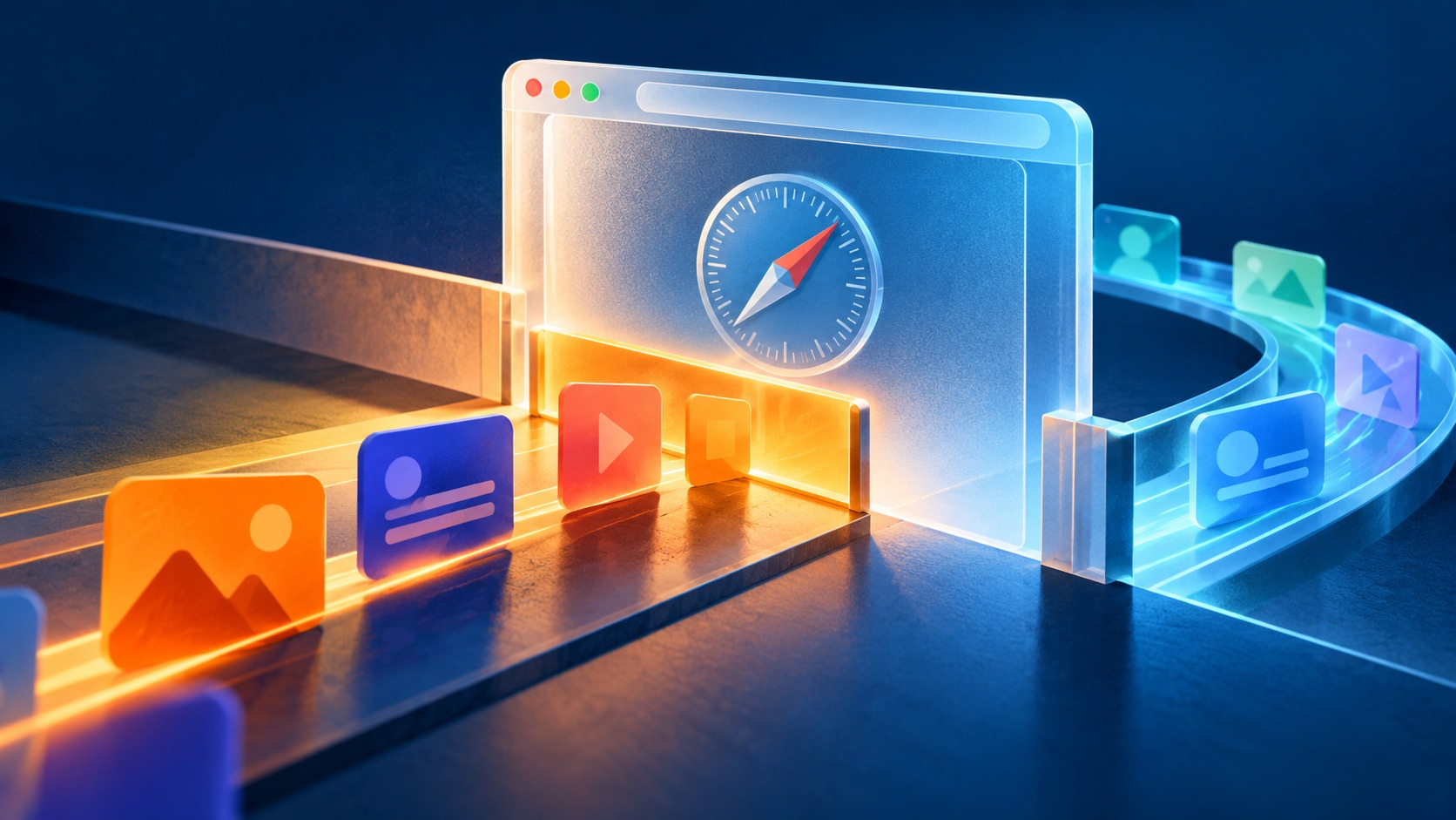 Illustrazione concettuale di una finestra browser che blocca il passaggio di riquadri pubblicitari